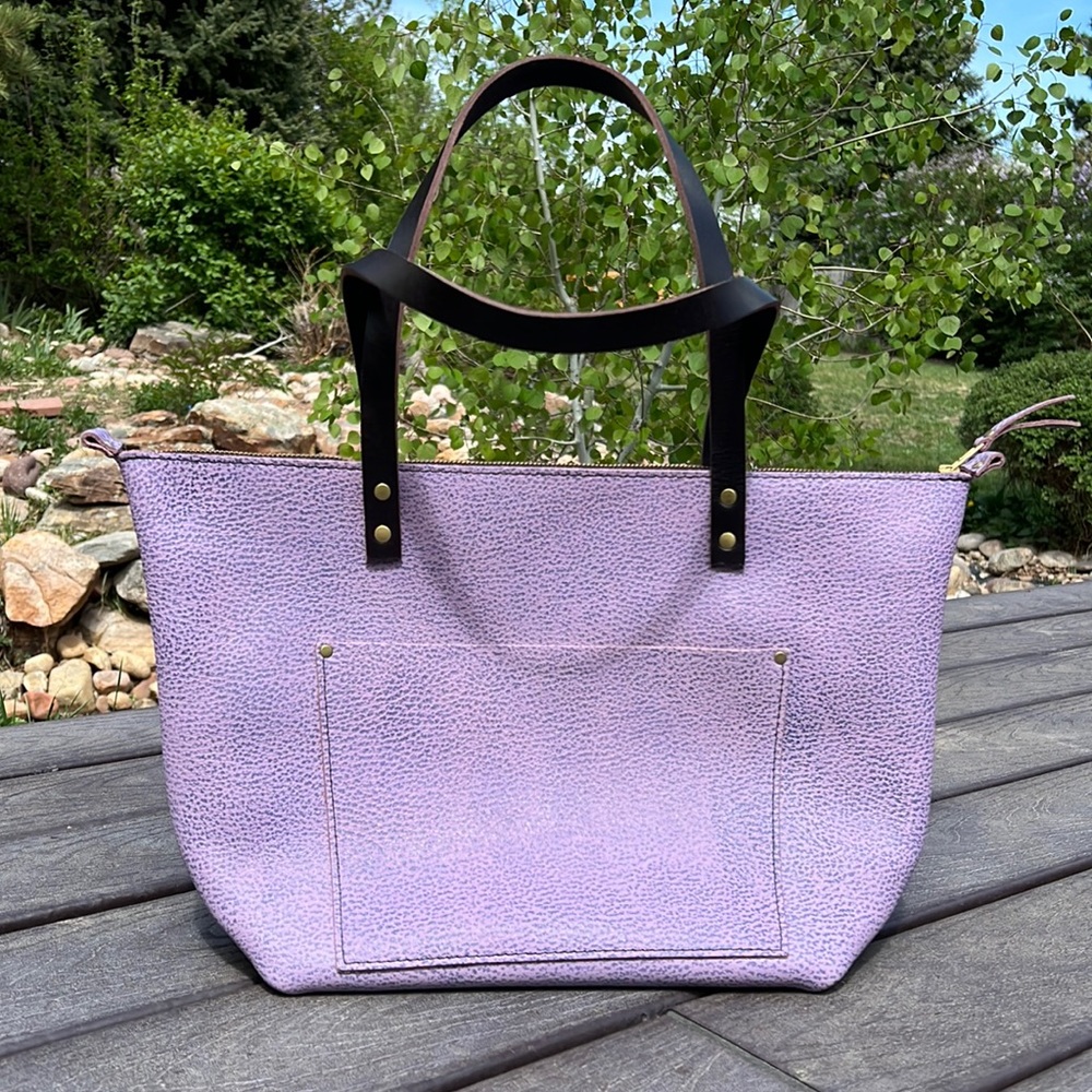 Portland Leather Goods Large Lilac *unicorn* zip tote